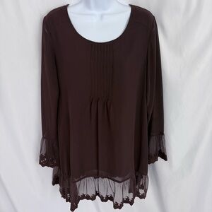 Indigo Soul Brown Double Lined Lace Tunic Size Medium